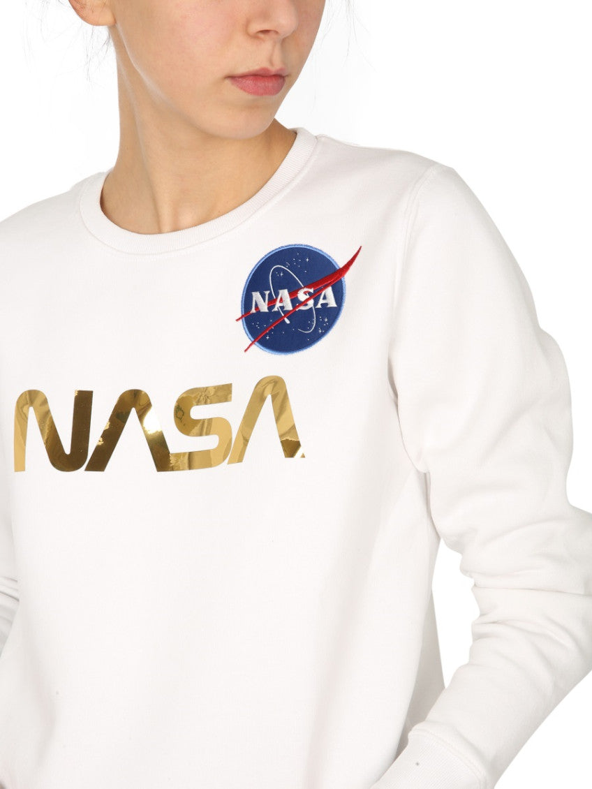 White Logo Crew Neck Sweatshirt 4