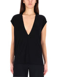 Black Solid V Neck Top 1