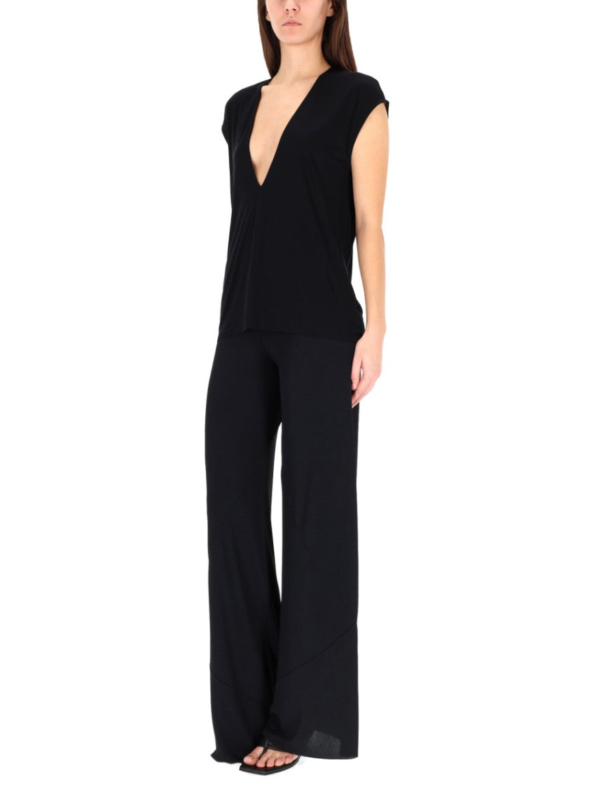 Black Solid V Neck Top 4