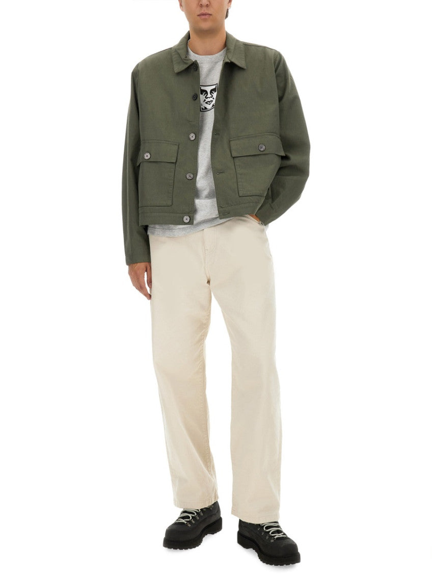 Green Solid Shirt Collar Jacket 2