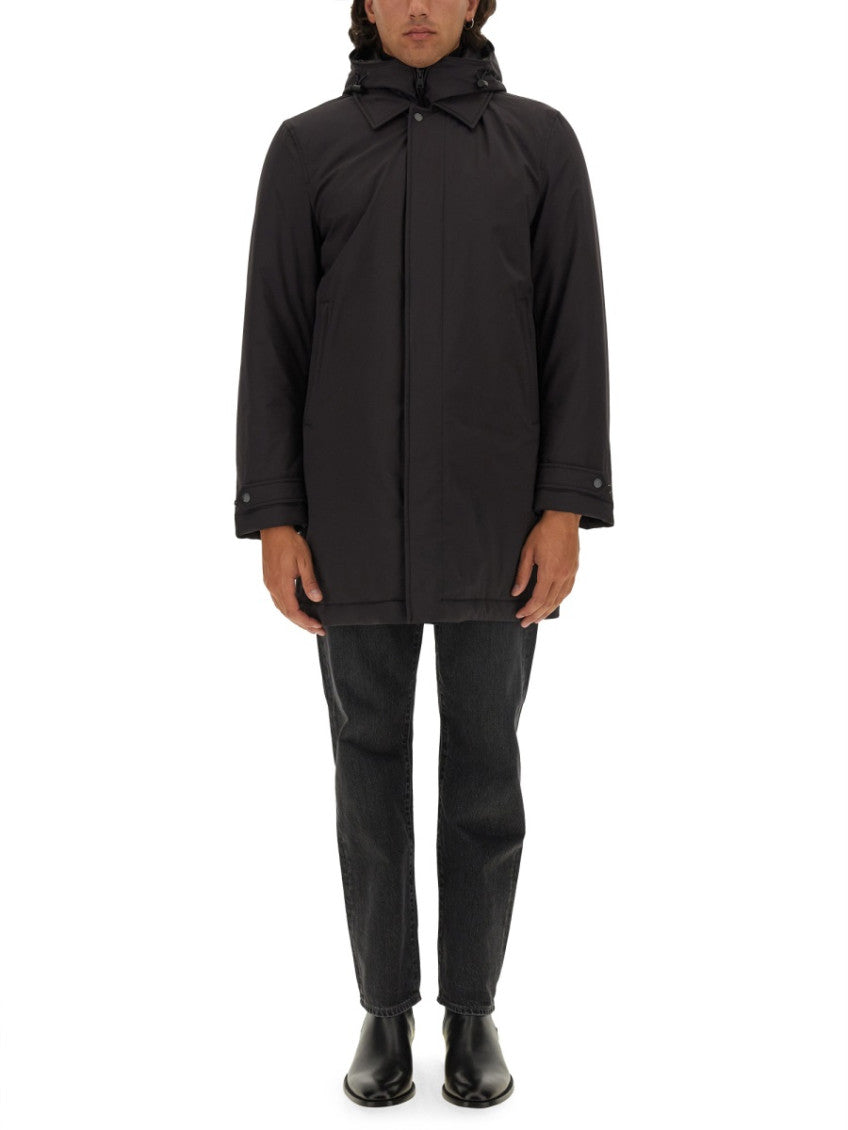 Black Solid Hood Jacket 1