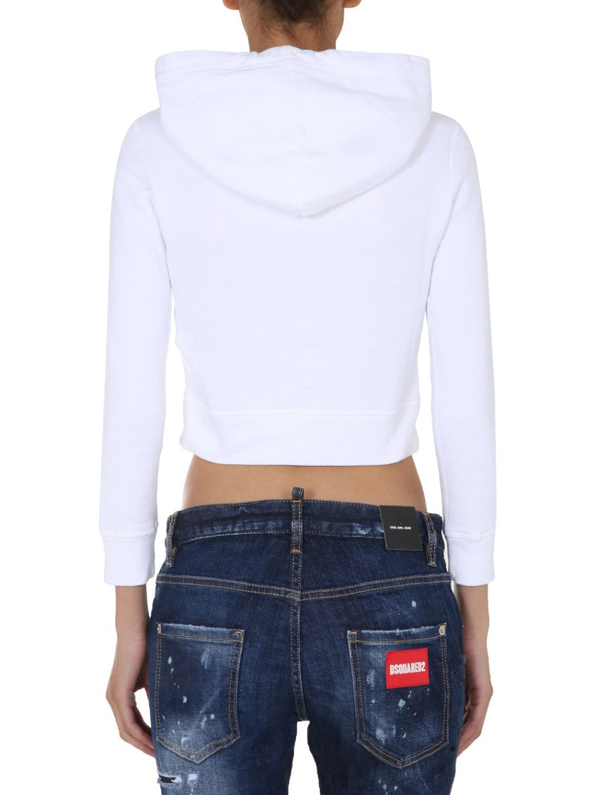 White Graphic Hood Sweatshirt 3