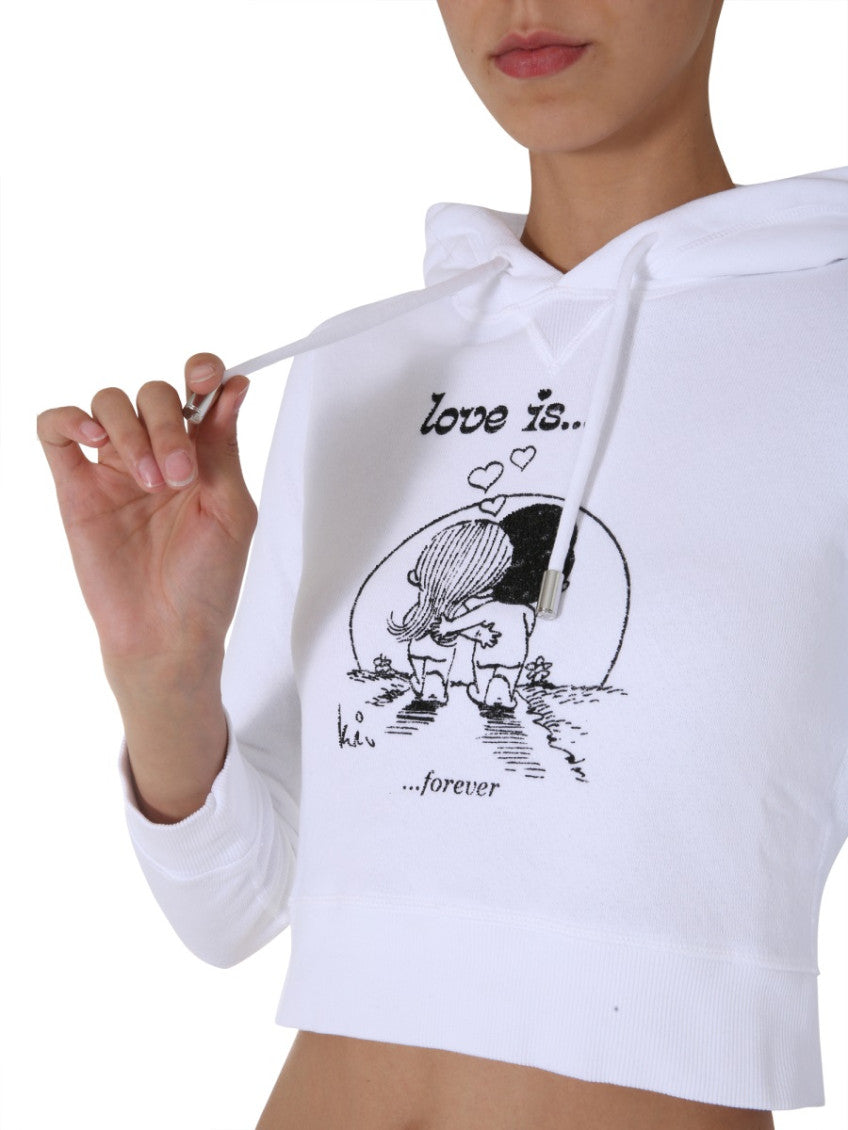 White Graphic Hood Sweatshirt 4