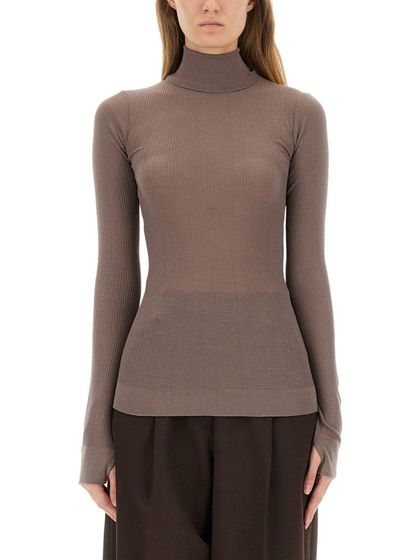 Brown Knitted Turtle Neck Top 1