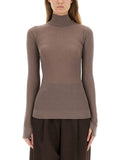 Brown Knitted Turtle Neck Top 1