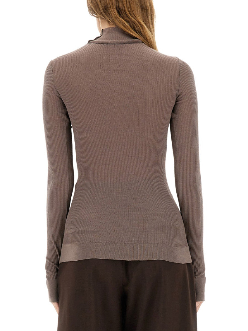 Brown Knitted Turtle Neck Top 2