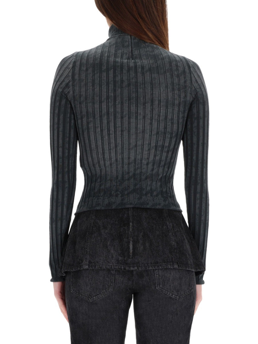 Grey Stripes Mock Collar Top 2