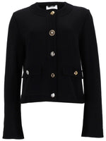 Black Solid Round Neck Cardigan 1
