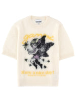 White Graphic Crew Neck Sweater 1