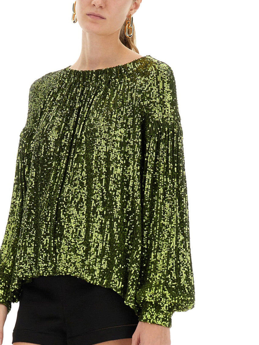 Green Embellished Boat Neck Top 3