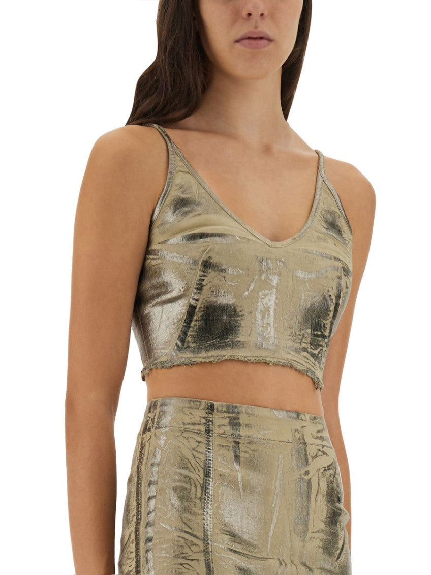 Beige Solid V Neck Top 3