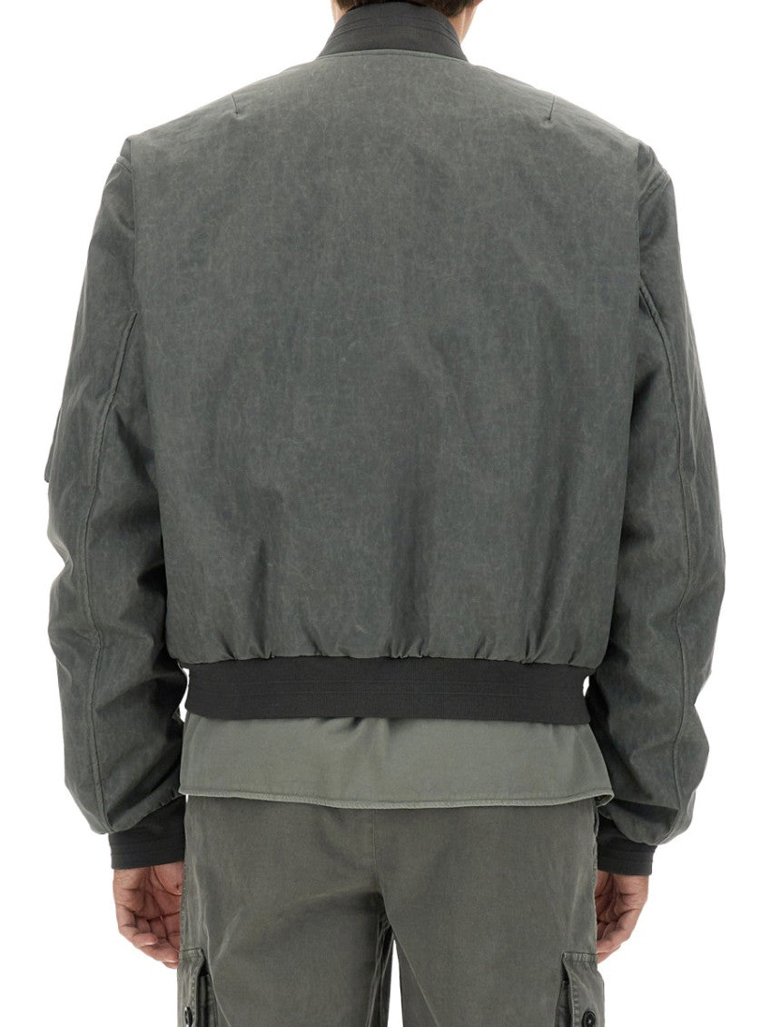 Grey Solid Mock Collar Jacket 4