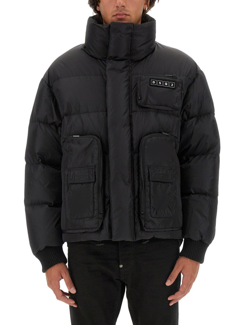 Black Solid Mock Collar Jacket 1