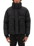 Black Solid Mock Collar Jacket 1