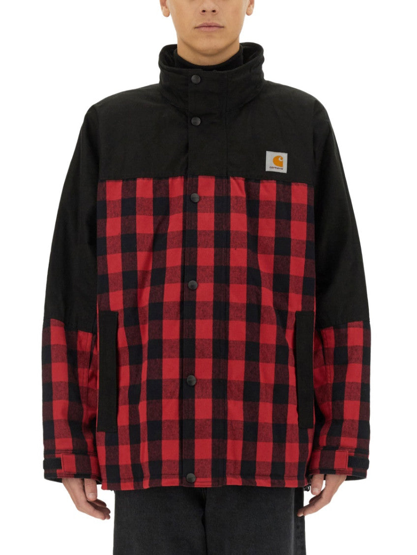 Black Plaid Mock Collar Jacket 1