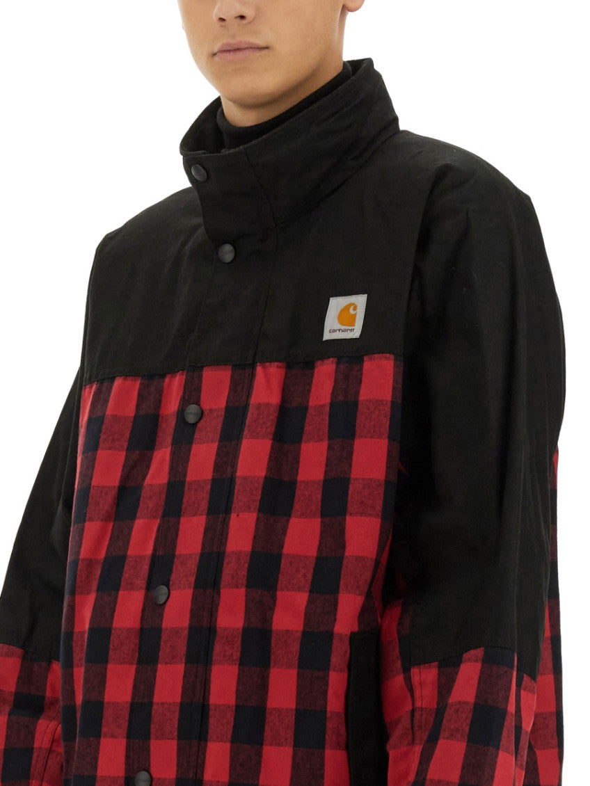Black Plaid Mock Collar Jacket 3