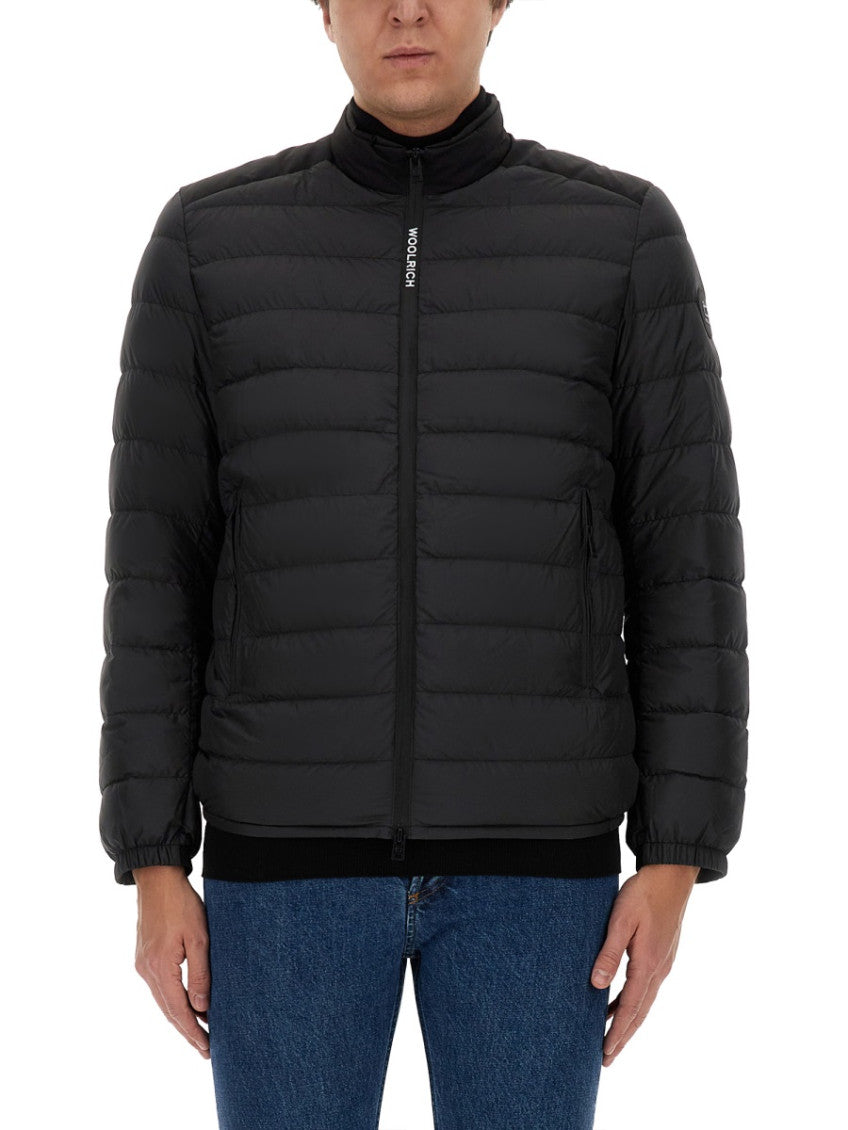 Black Quilted Mock Collar Jacket 1
