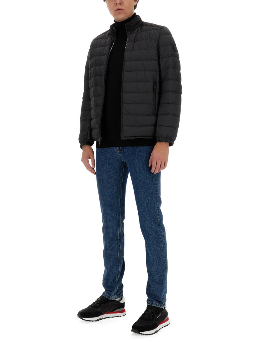 Black Quilted Mock Collar Jacket 2