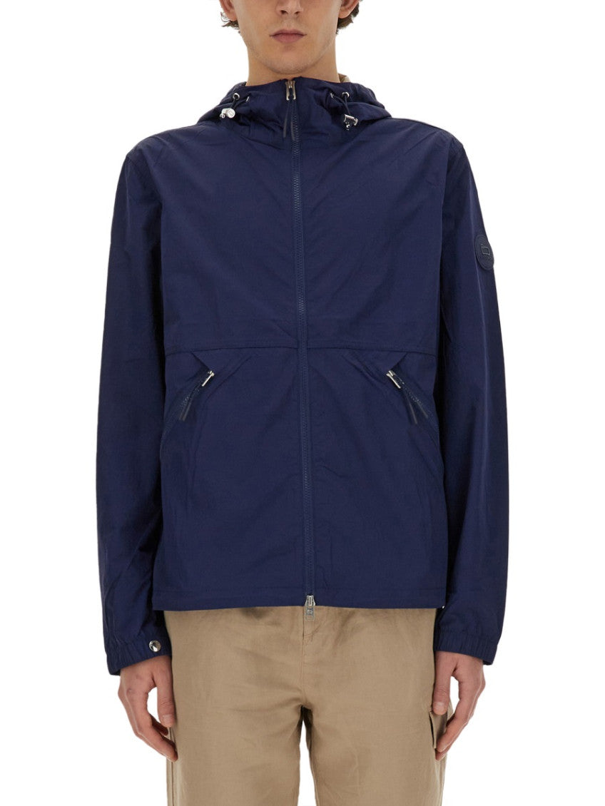 Blue Solid Hood Jacket 1