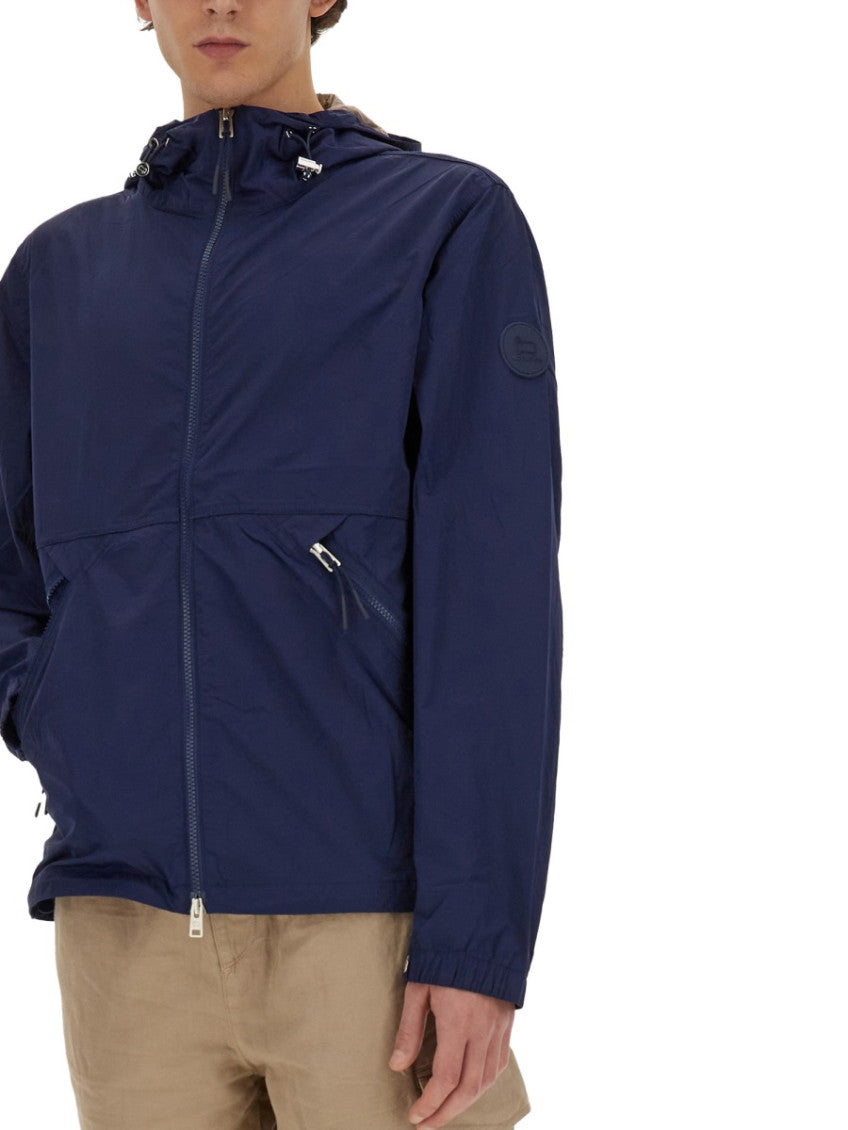 Blue Solid Hood Jacket 3