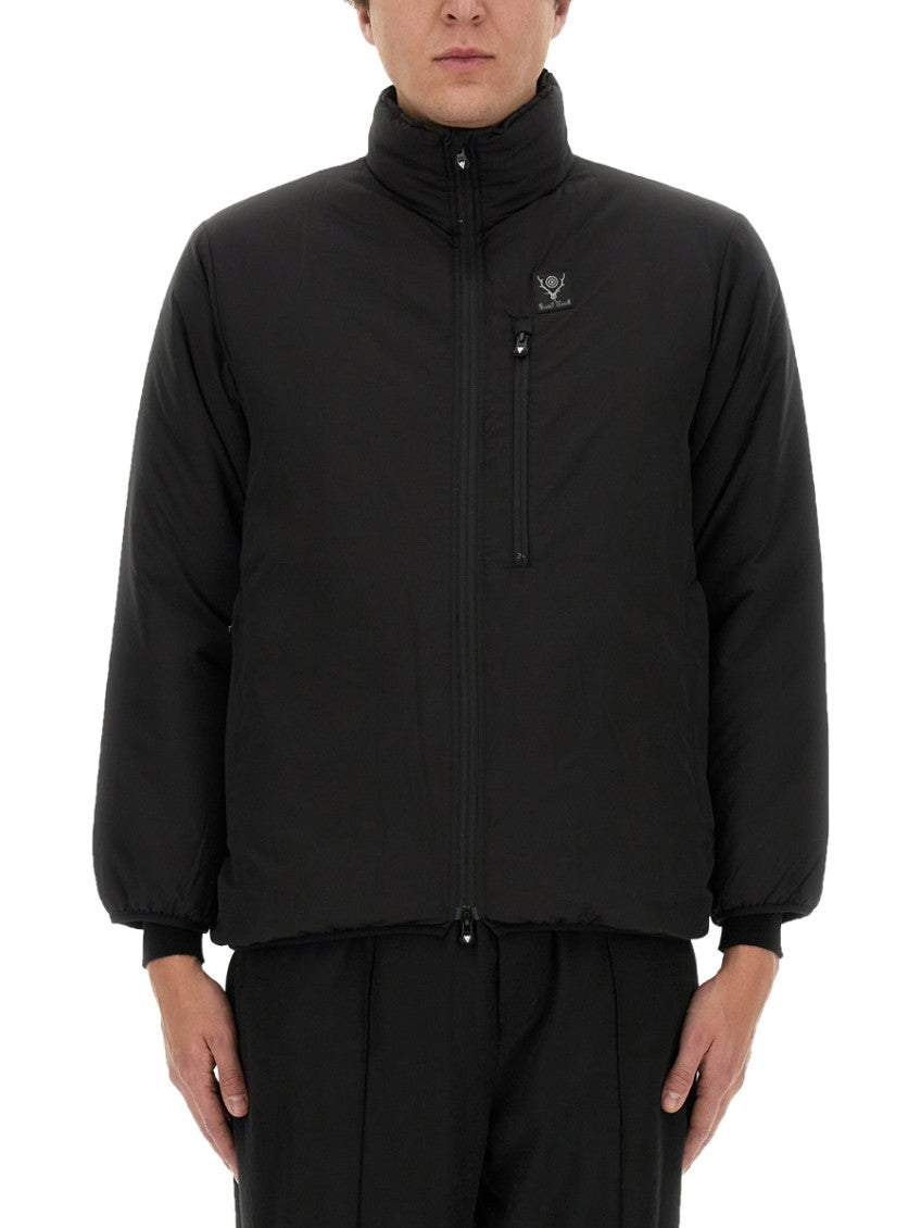 Black Logo Mock Collar Jacket 1