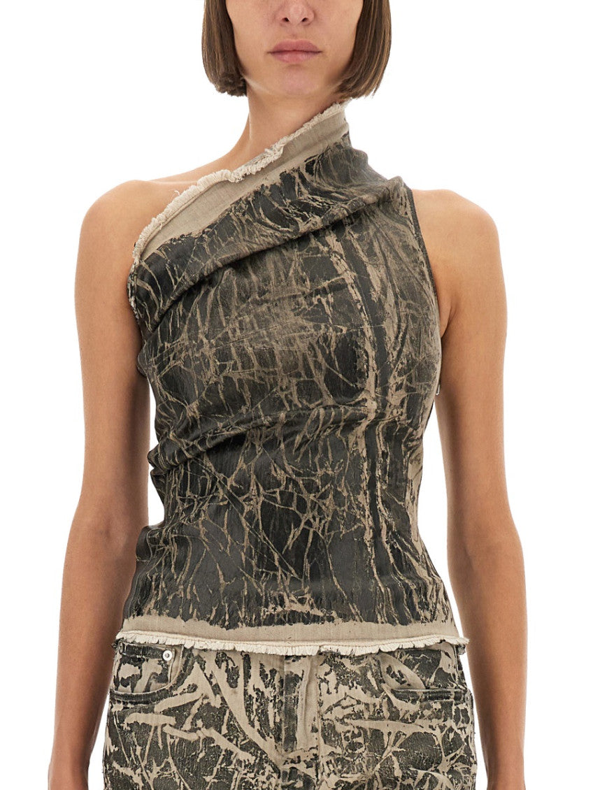 Black Abstract One Shoulder Top 3
