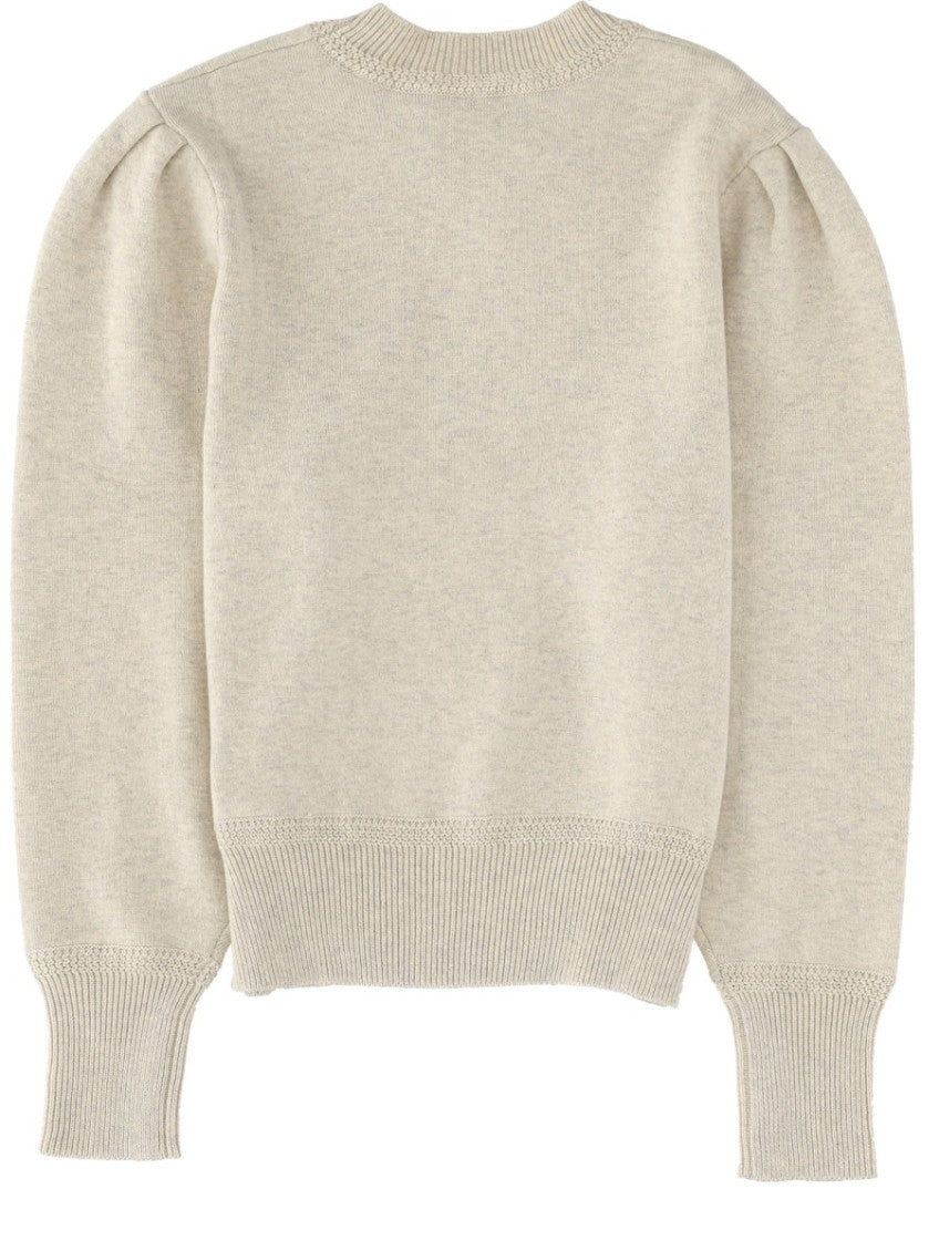 Beige Solid Crew Neck Sweater 2