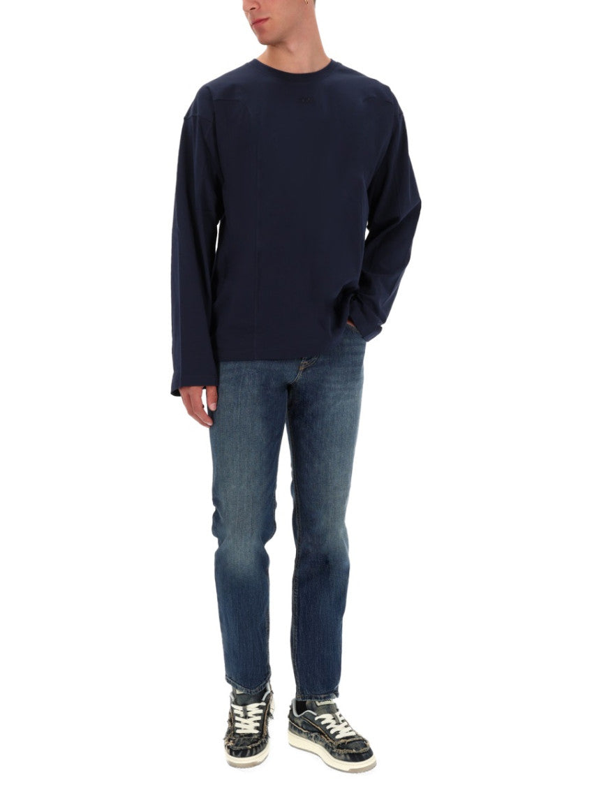Blue Solid Crew Neck T-Shirt 2