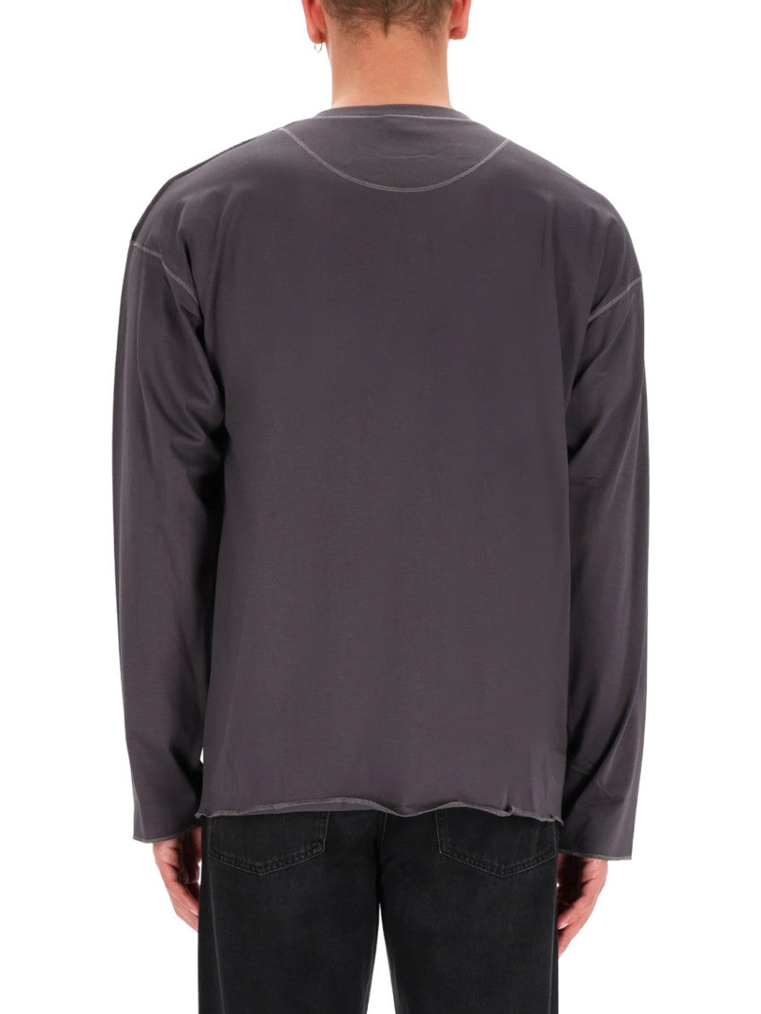 Grey Solid Crew Neck T-Shirt 4