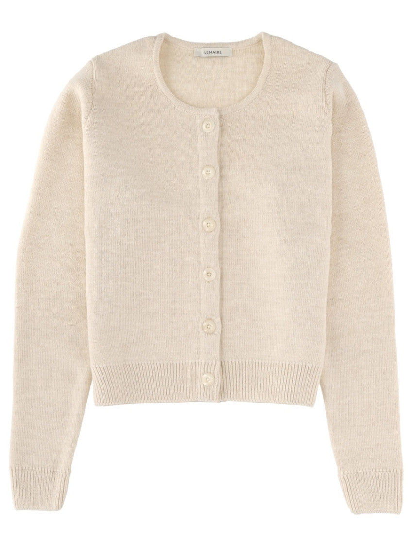 White Solid Round Neck Cardigan 1