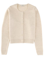 White Solid Round Neck Cardigan 1