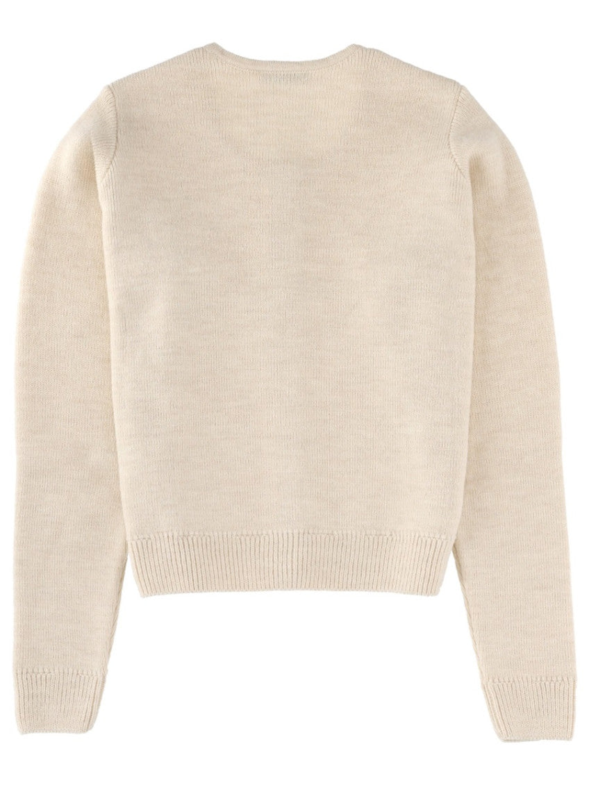 White Solid Round Neck Cardigan 2