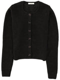 Brown Solid Round Neck Cardigan 1