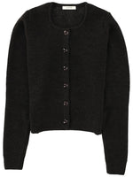 Brown Solid Round Neck Cardigan 1