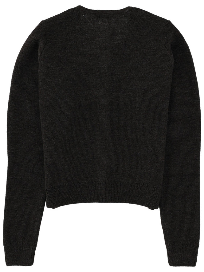 Brown Solid Round Neck Cardigan 2