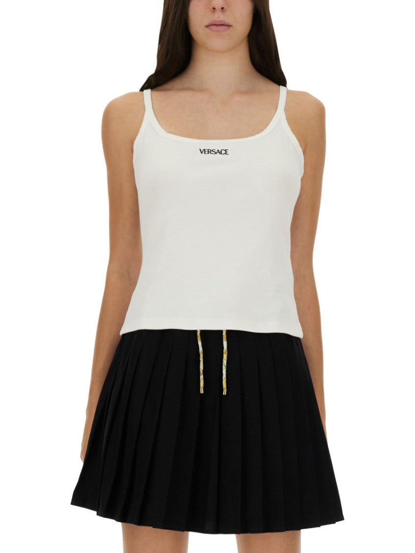White Logo Scoop Neck Top 1