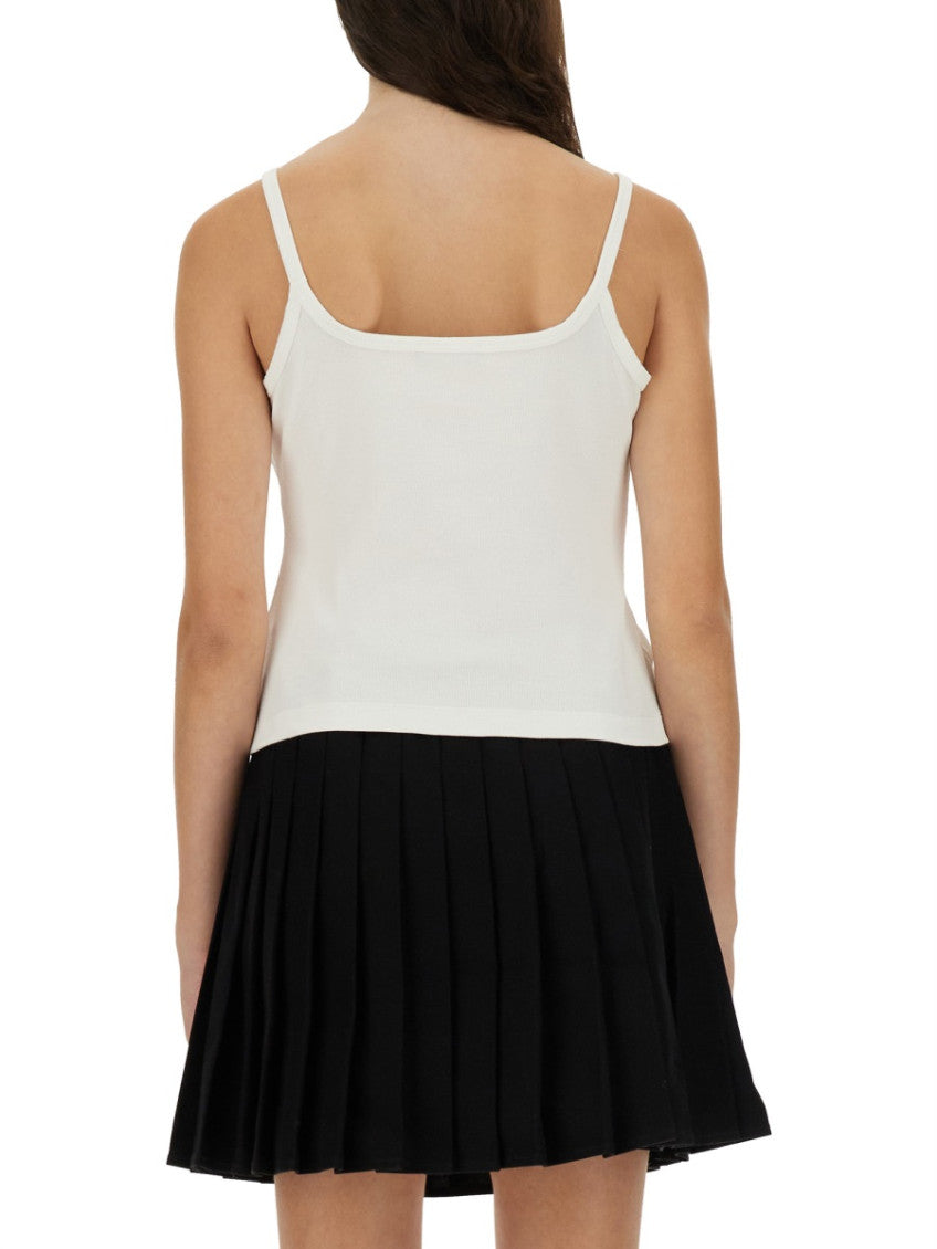 White Logo Scoop Neck Top 2