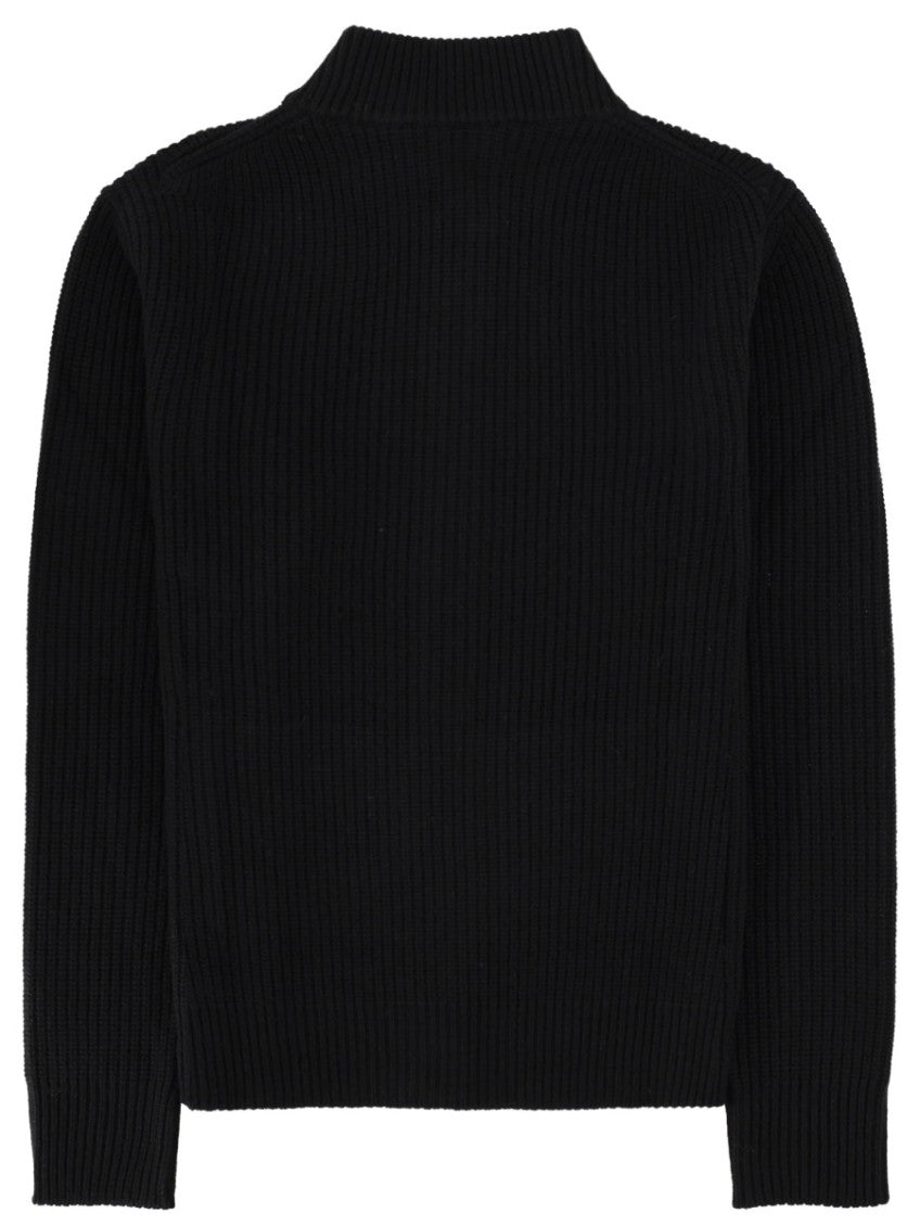 Black Knitted Mock Collar Sweater 2