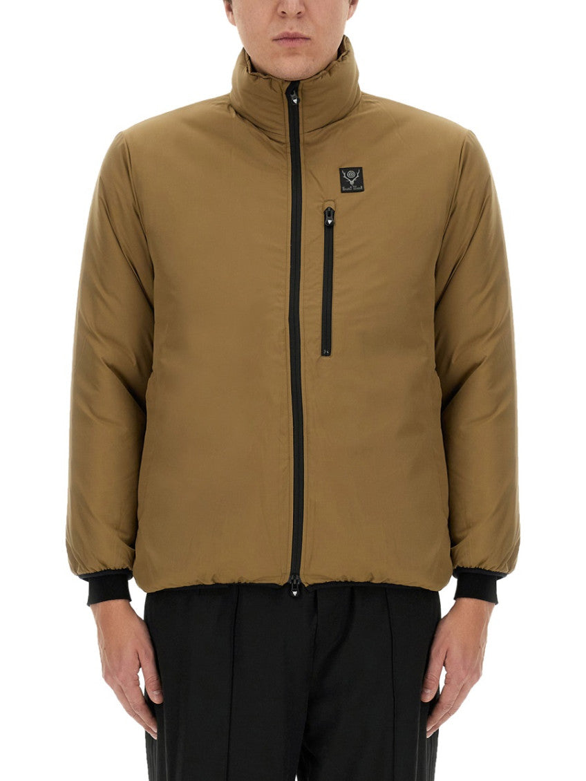Brown Logo Mock Collar Jacket 1