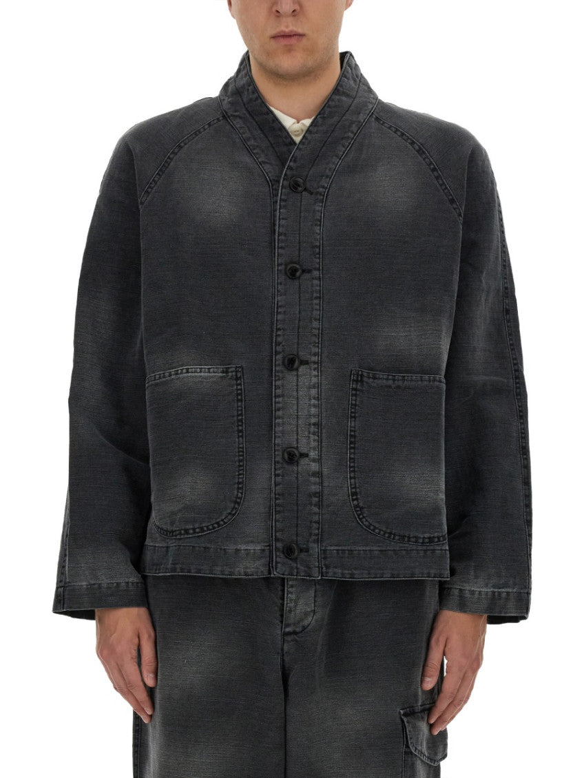 Black Solid Shawl Neck Jacket 1