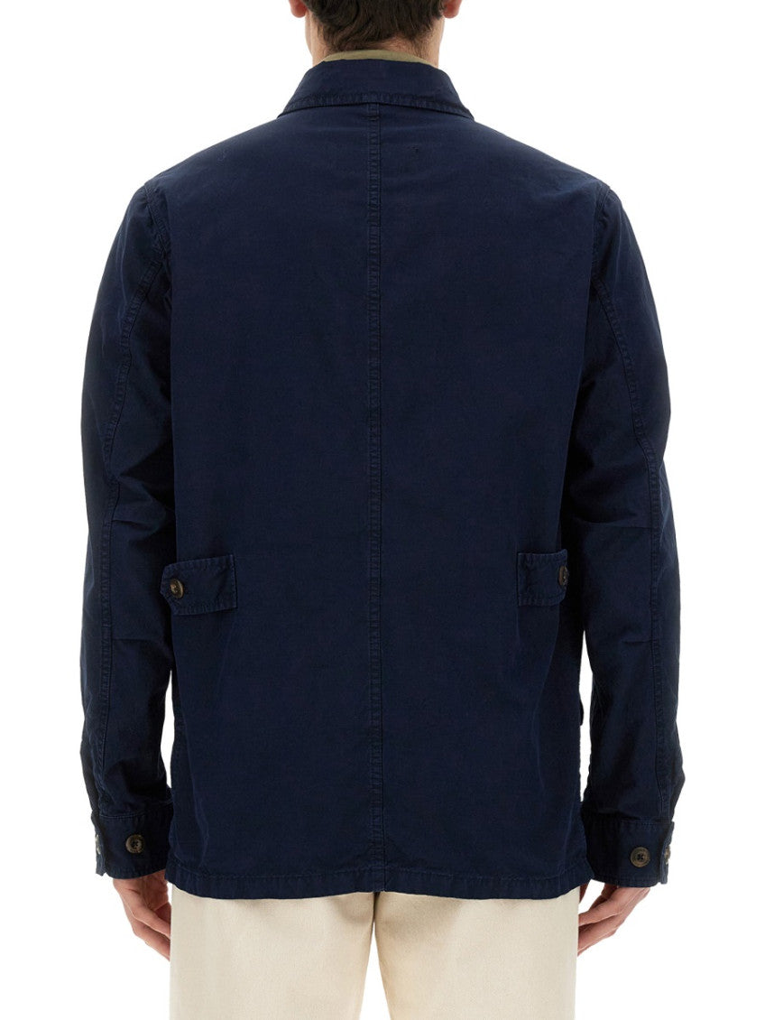 Navy Blue Solid Shirt Collar Jacket 4