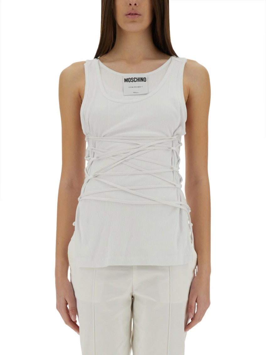White Solid Scoop Neck Top 1