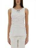 White Solid Scoop Neck Top 1