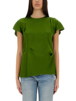 Green Solid Round Neck Top 1