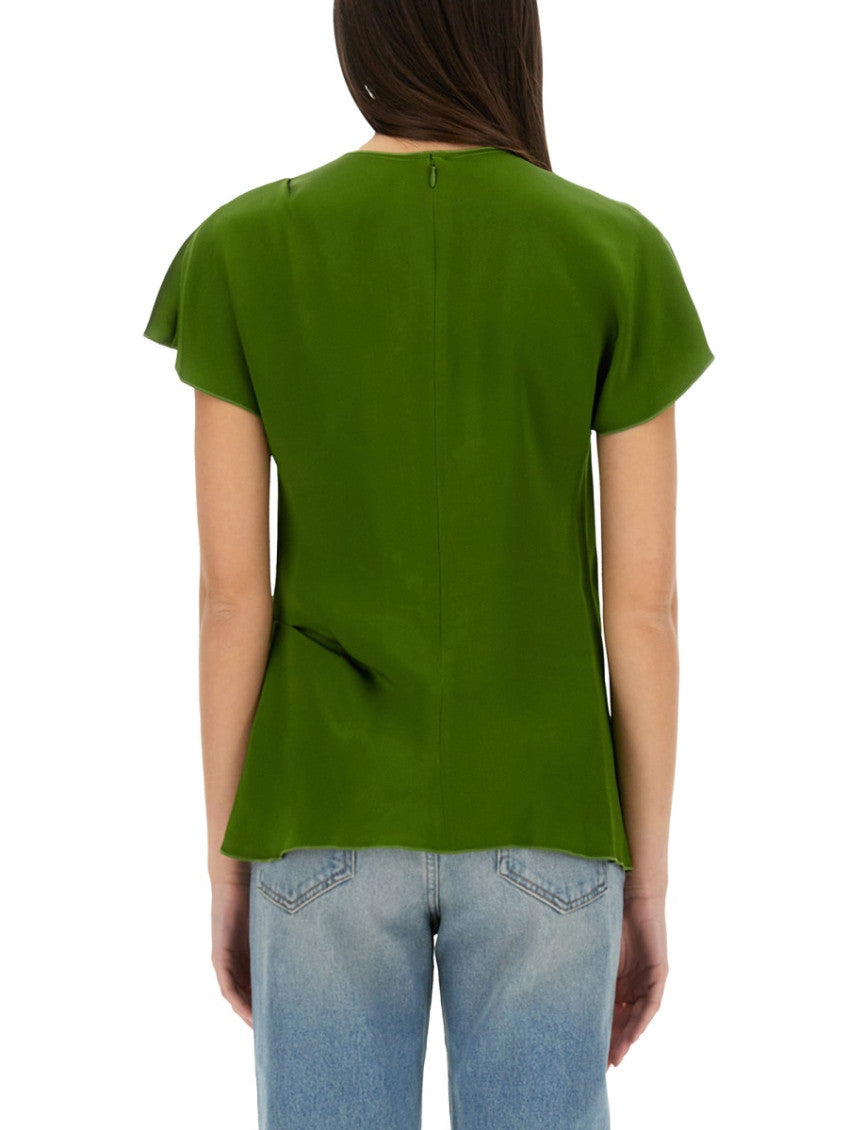 Green Solid Round Neck Top 2