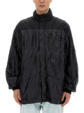 Black Solid Mock Collar Jacket 1