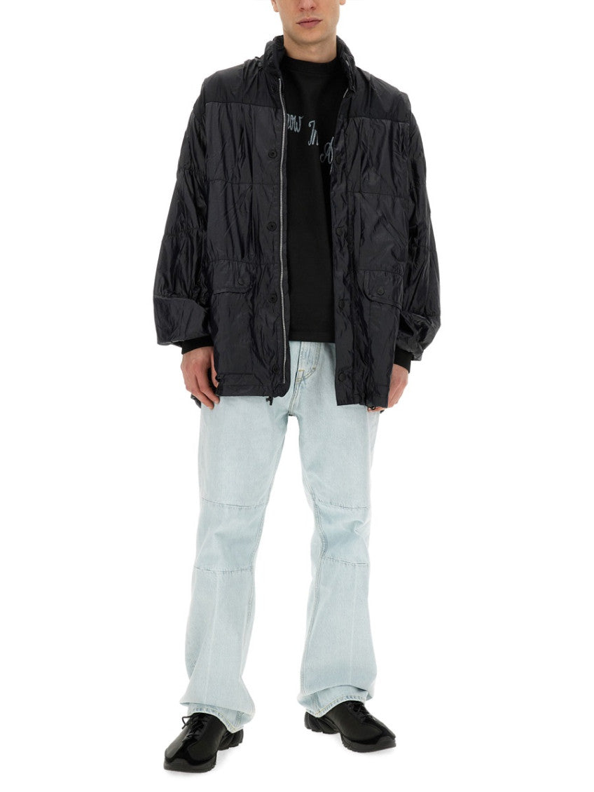 Black Solid Mock Collar Jacket 2
