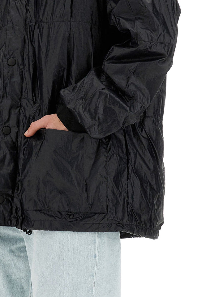 Black Solid Mock Collar Jacket 3