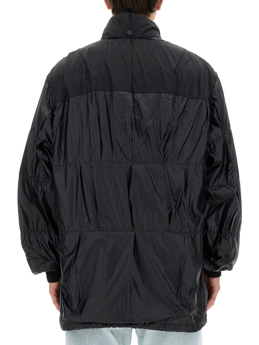 Black Solid Mock Collar Jacket 4