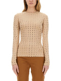 Beige Embellished Crew Neck Top 1